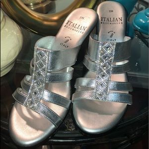 Silver Italian Shoemakers Wedges size 11